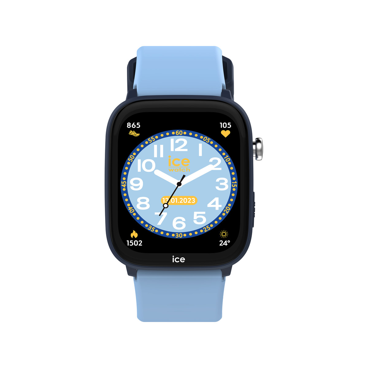 Montre ICE WATCH ice smart junior 3.0 fm enfant connecté, boîtier plastique bleu, bracelet silicone bleu