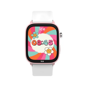 Montre ICE WATCH ice smart junior 3.0 fm enfant connecté, boîtier plastique rose, bracelet silicone blanc