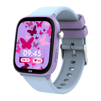 Montre ICE WATCH ice smart junior 3.0 fm enfant connecté, boîtier plastique violet, bracelet silicone bleu