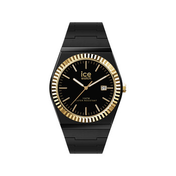 Montre ICE WATCH ice power pw1 mixte analogique, boîtier plastique noir, lunette dorée, bracelet silicone noir