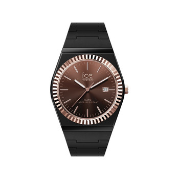 Montre ICE WATCH ice power pw1 mixte analogique, boîtier plastique noir, lunette dorée, bracelet silicone noir