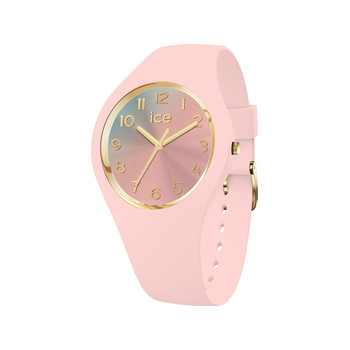 ICE WATCH ice sunset analoog dameshorloge, roze siliconen kast, roze siliconen band