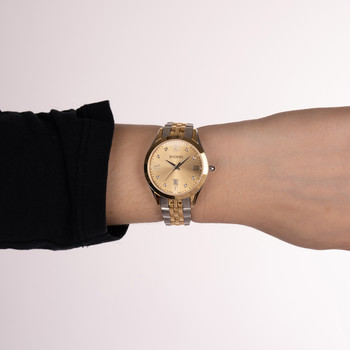 BALMAIN classic R dameshorloge roestvrijstalen schakelband tweekleurig geel