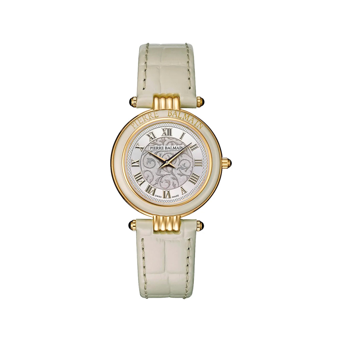Montre BALMAIN haute elegance femme bracelet cuir vernis beige