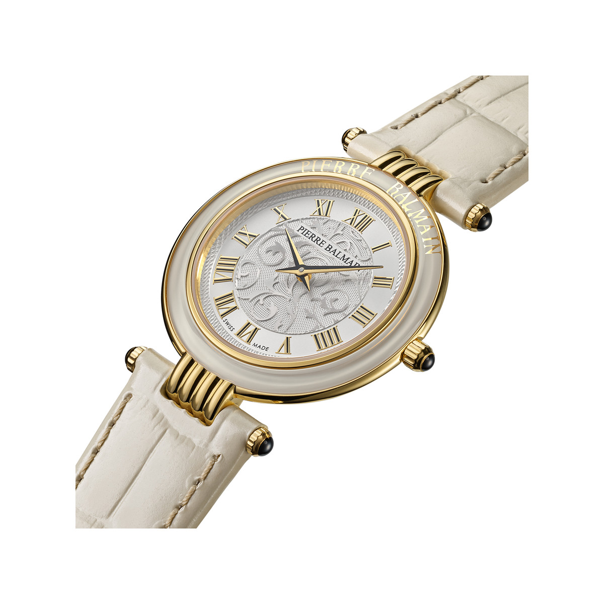 Montre BALMAIN haute elegance femme bracelet cuir vernis beige - vue 2