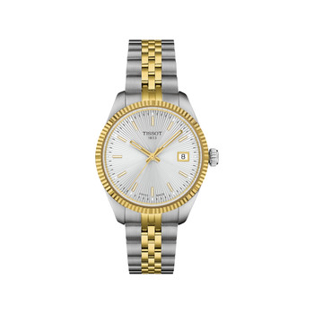 Montre TISSOT BALLADE femme cadran blanc bracelet acier inoxydable bicolore