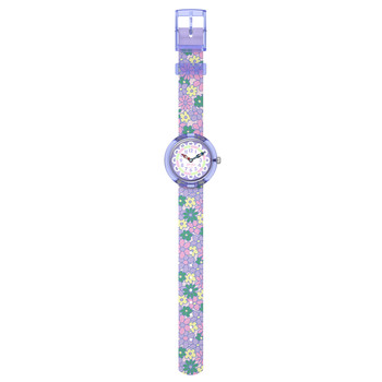 Montre FLIK FLAK let's get artsy enfant cadran blanc bracelet pet recycle violet