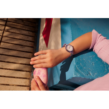Montre FLIK FLAK let's get artsy enfant cadran blanc bracelet pet recycle violet