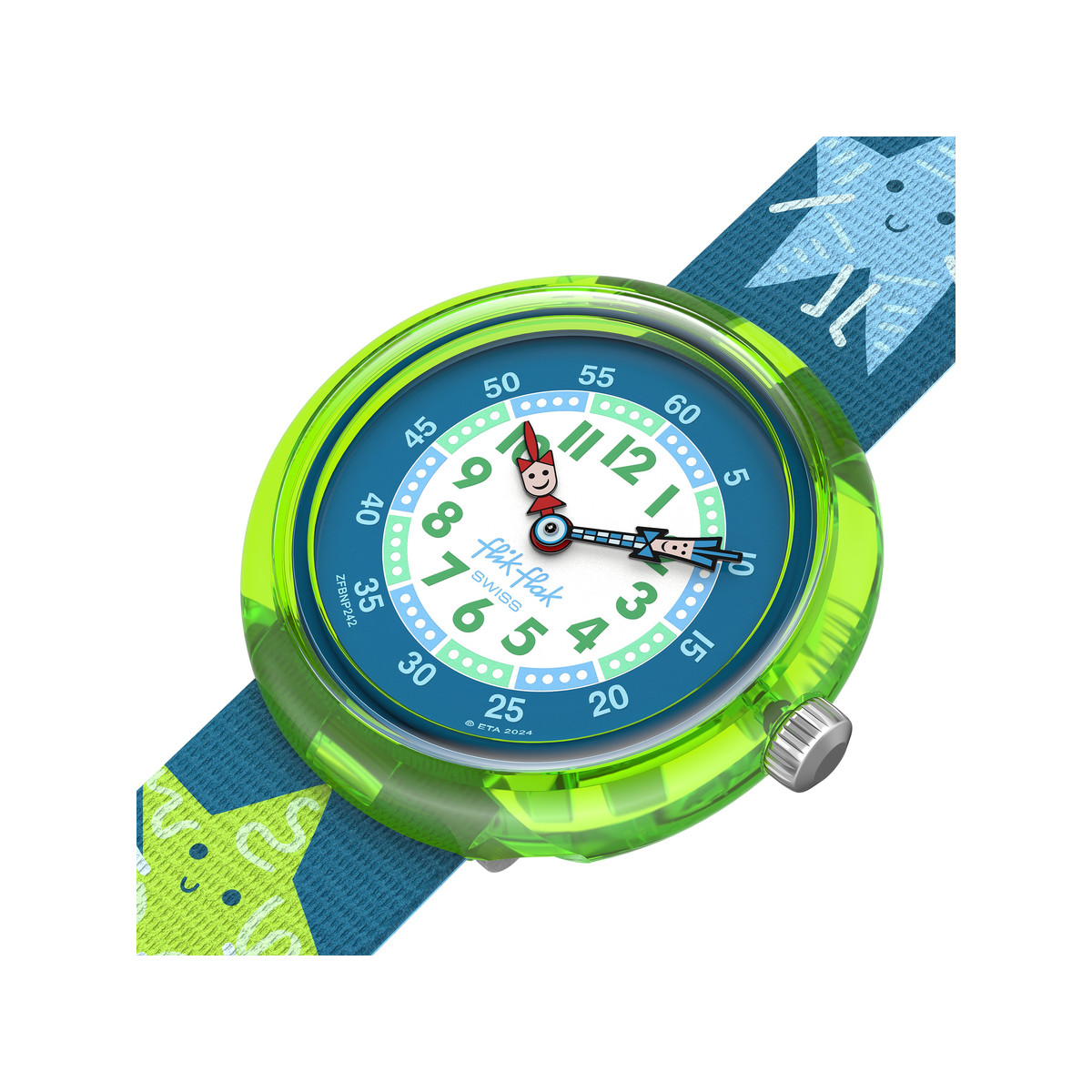 Montre FLIK FLAK let's get artsy enfant cadran vert bracelet pet recycle bleu - vue 2