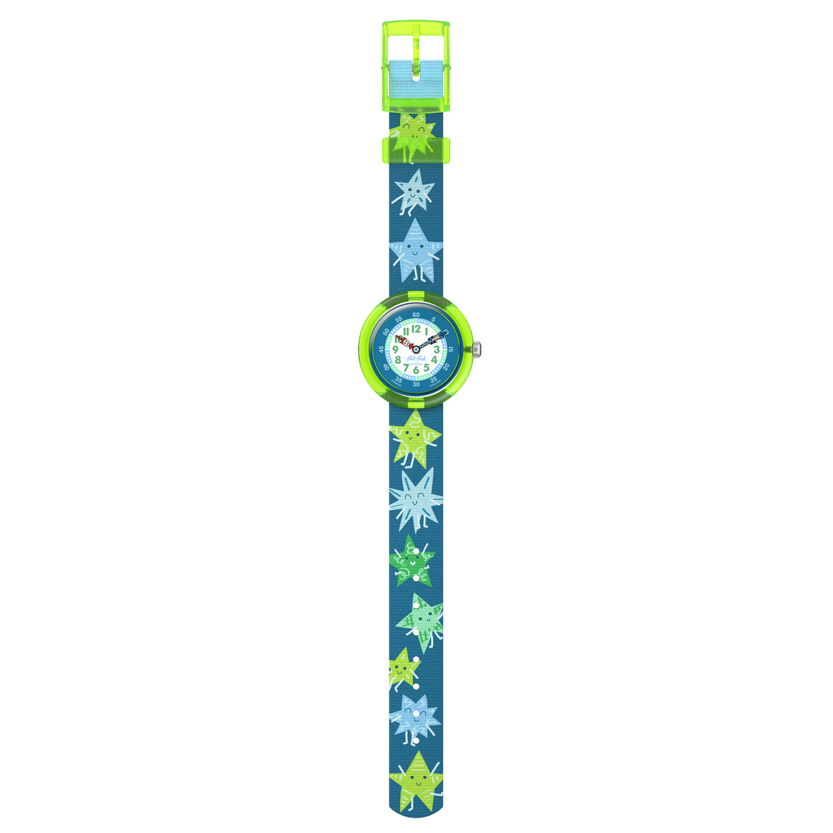 Montre FLIK FLAK let's get artsy enfant cadran vert bracelet pet recycle bleu - vue D1