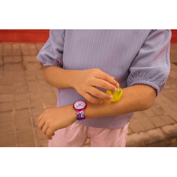 Montre FLIK FLAK let's get artsy enfant cadran rose bracelet pet recycle rose