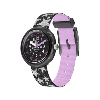 FLIK FLAK let's get artsy kid's watch black dial black recycled pet bracelet