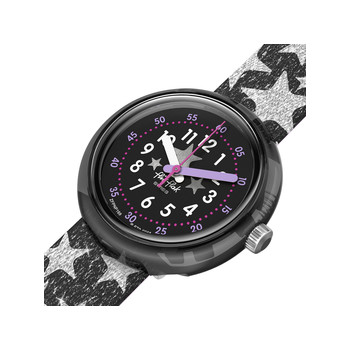 FLIK FLAK let's get artsy kid's watch black dial black recycled pet bracelet