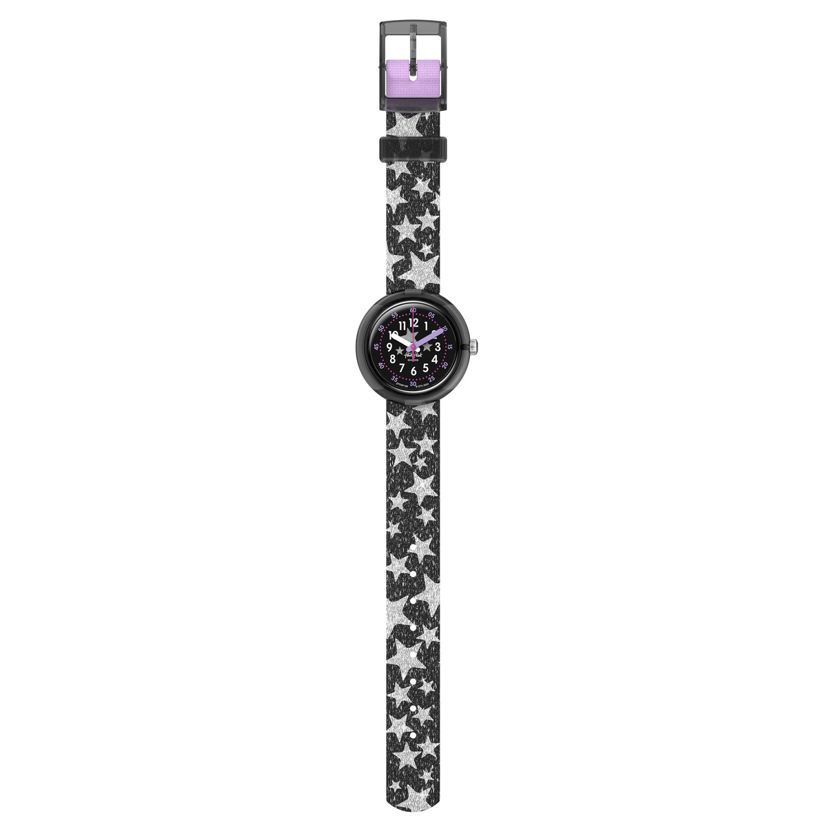 Montre FLIK FLAK let's get artsy enfant cadran noir bracelet pet recycle noir - vue D1