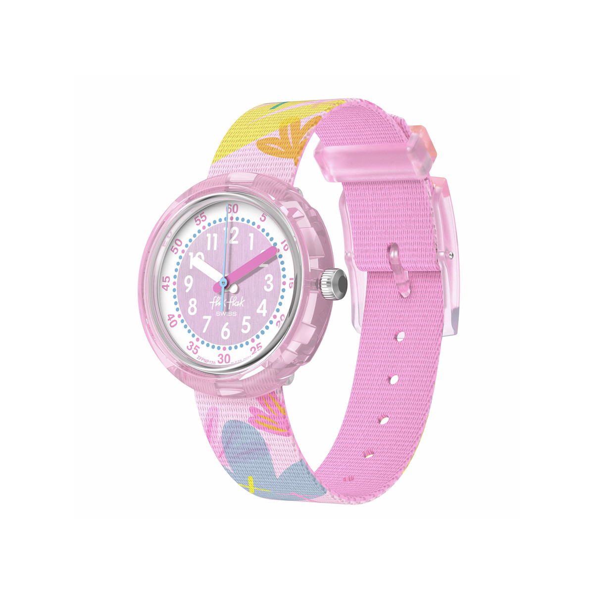 Montre FLIK FLAK let's get artsy enfant cadran blanc bracelet pet recycle rose