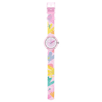 Montre FLIK FLAK let's get artsy enfant cadran blanc bracelet pet recycle rose