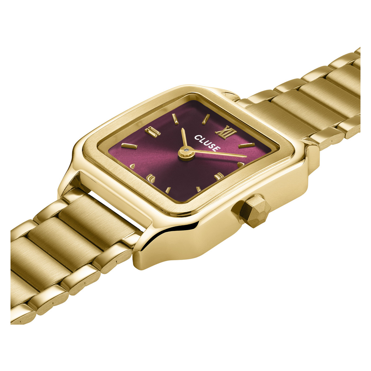 Montre CLUSE Gracieuse Petite femme cadran rouge bracelet acier doré - vue 2