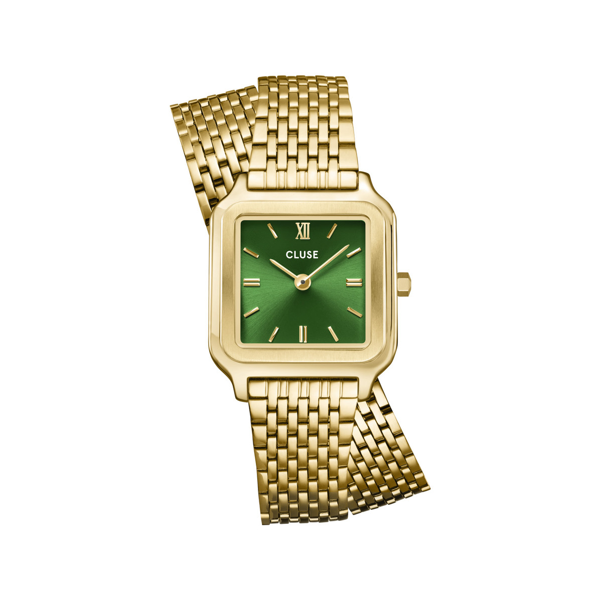 Montre CLUSE Gracieuse Petite femme cadran vert bracelet acier doré