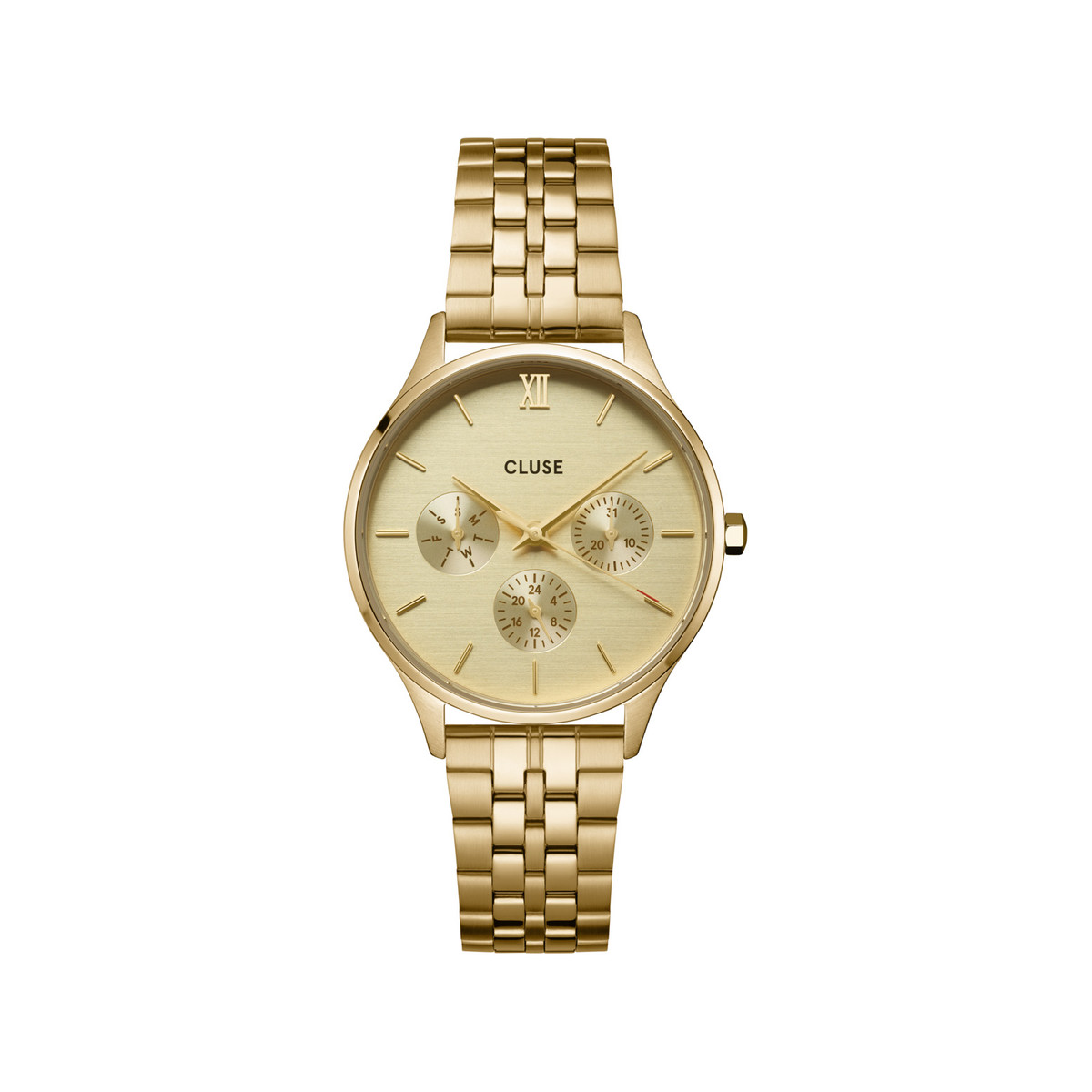Montre CLUSE Minuit Multifunction femme cadran doré bracelet acier doré