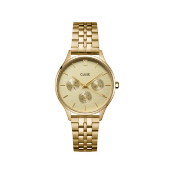 Montre CLUSE Minuit Multifunction femme cadran doré bracelet acier doré