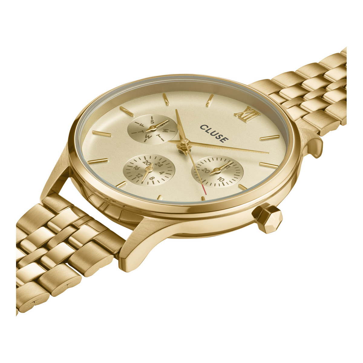 Montre CLUSE Minuit Multifunction femme cadran doré bracelet acier doré - vue 2