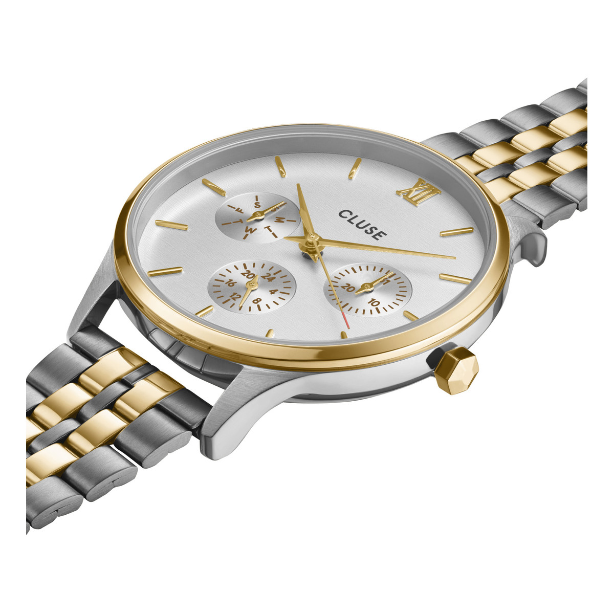 Montre CLUSE Minuit Multifunction femme cadran blanc bracelet acier bicolore - vue 2
