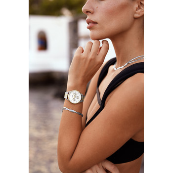 CLUSE Minuit Multifunction ladies' watch white dial two-tone steel bracelet