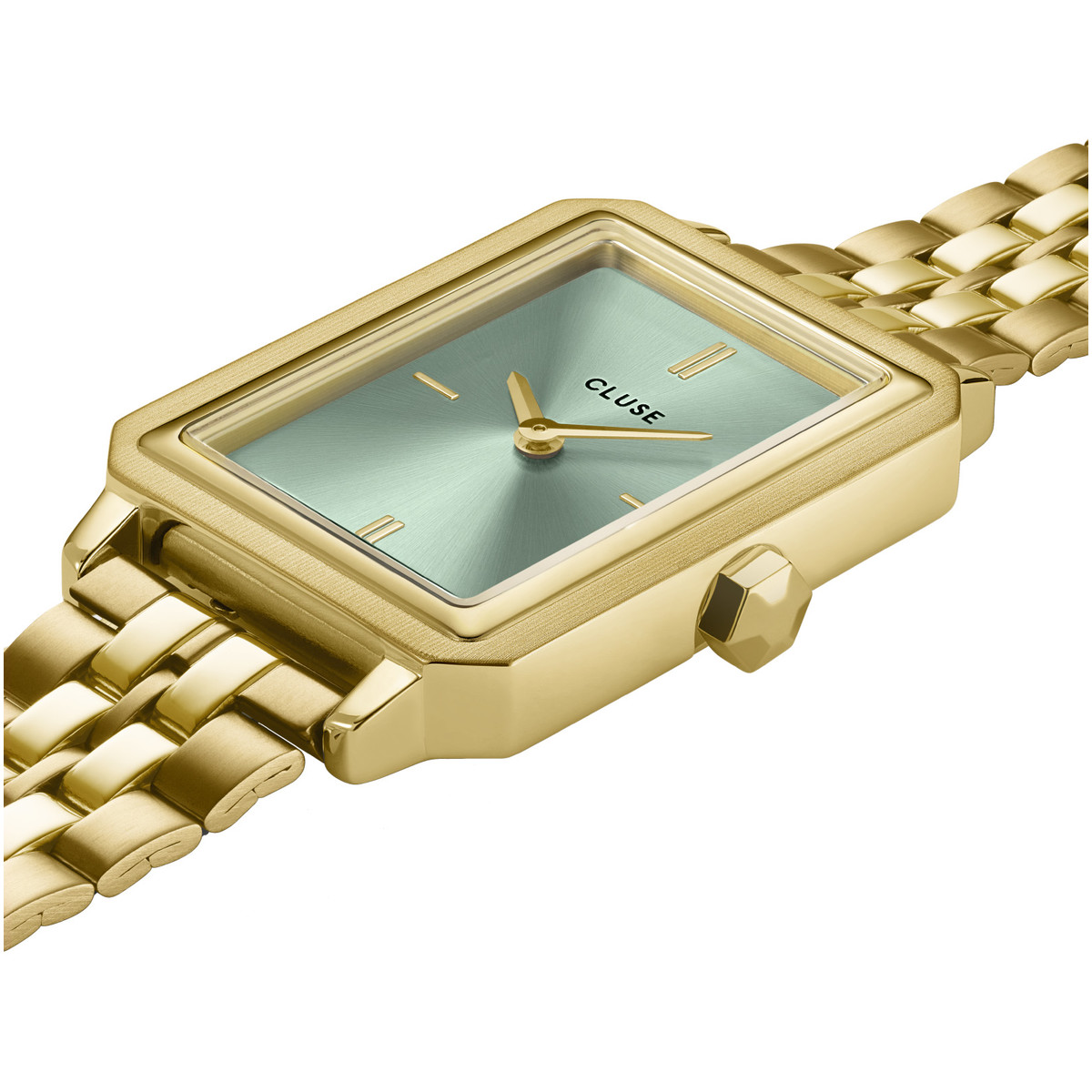 Montre CLUSE Fluette femme cadran vert bracelet acier doré - vue 2
