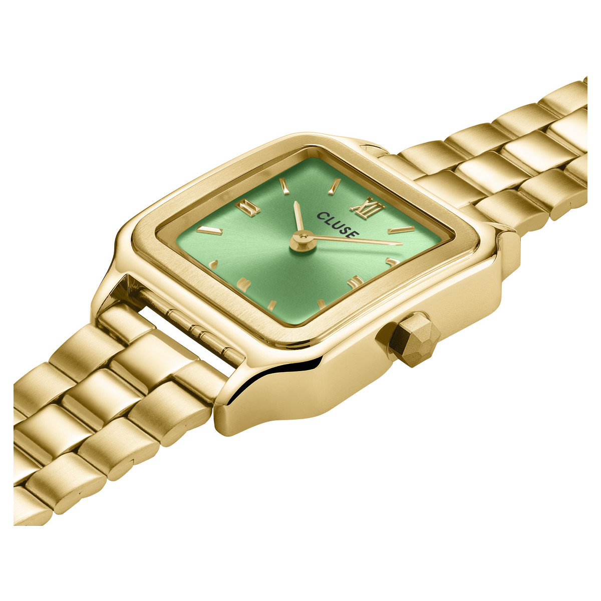 Montre CLUSE Gracieuse Petite femme cadran vert bracelet acier doré - vue 2