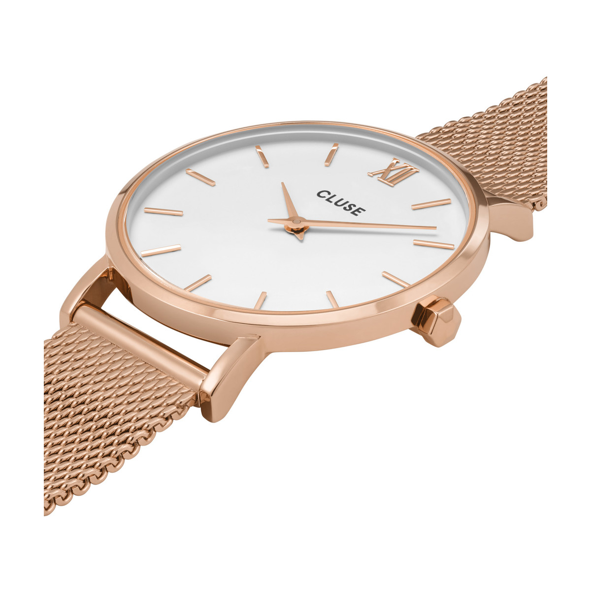 Montre CLUSE Minuit femme cadran blanc bracelet acier rose or - vue 2