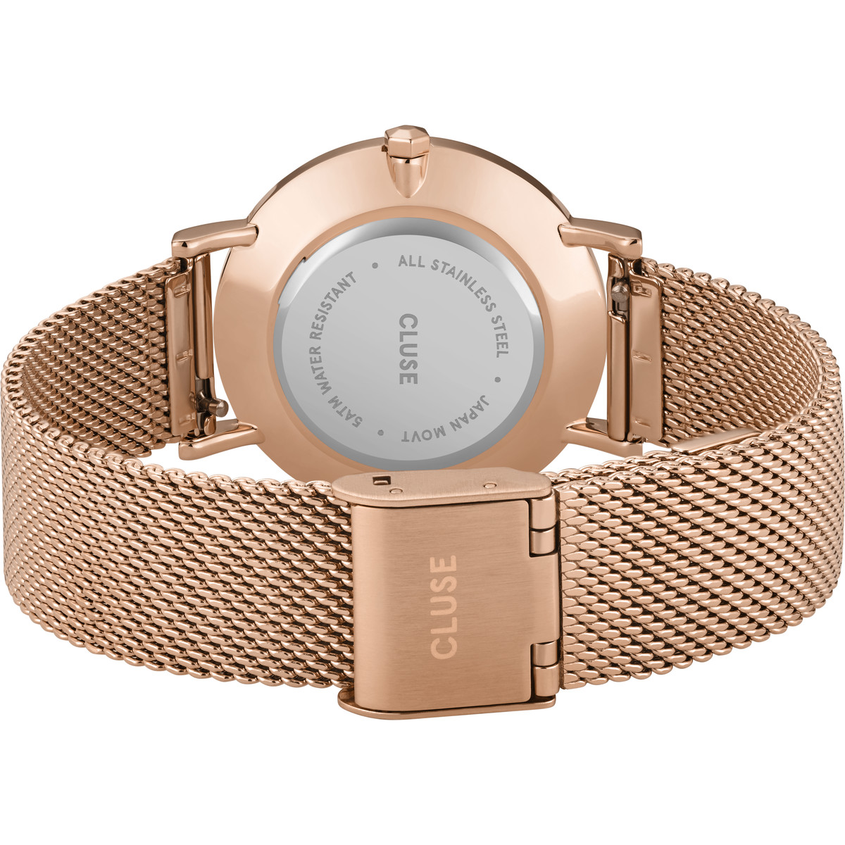 Montre CLUSE Minuit femme cadran blanc bracelet acier rose or - vue 3