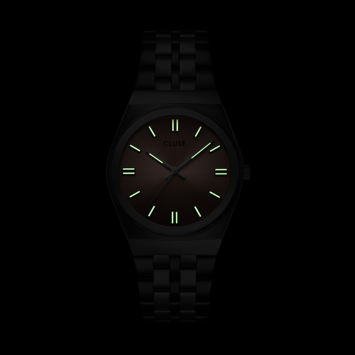 Montre CLUSE Retro 70's femme cadran rose bracelet acier - vue D1