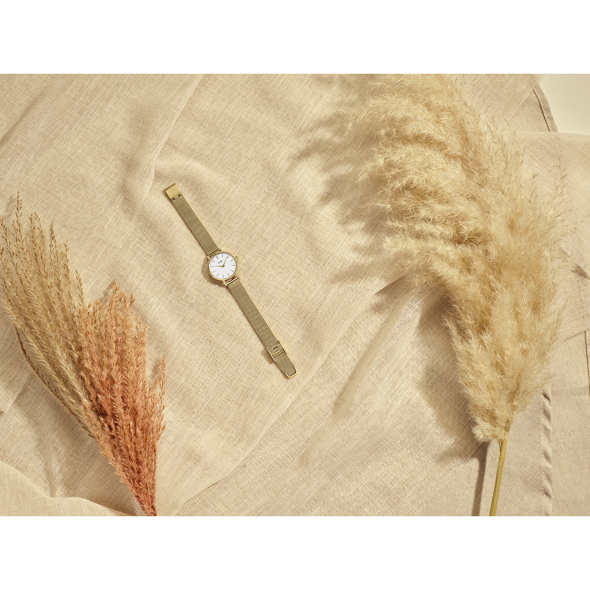 Montre CLUSE Boho Chic femme cadran blanc bracelet acier doré - vue D1