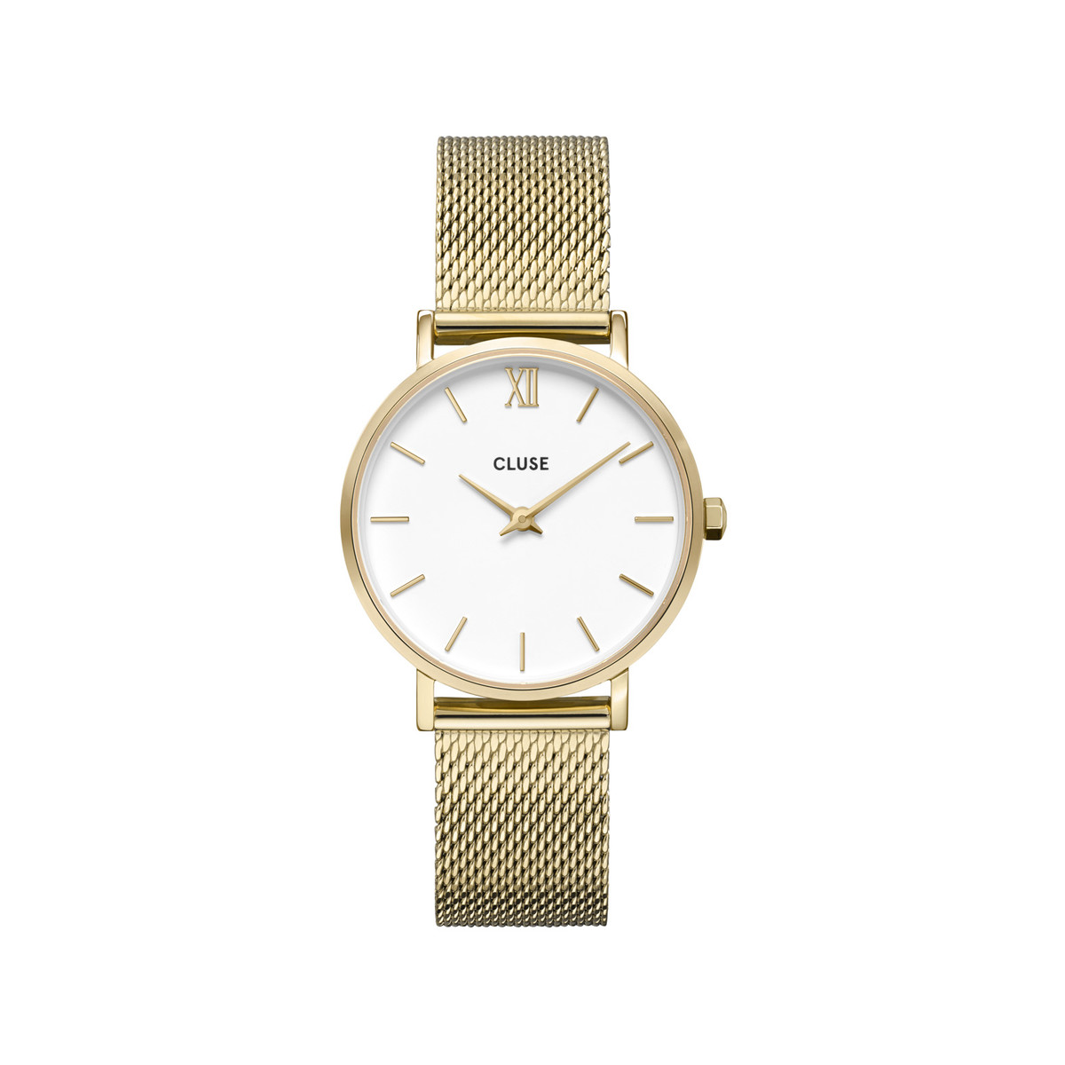 Montre CLUSE Minuit femme cadran blanc bracelet acier doré