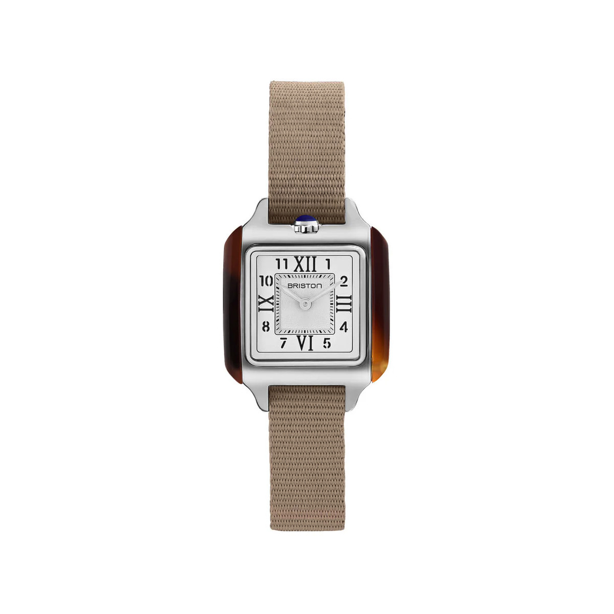 Montre BRISTON Streamliner Kennedy femme cadran blanc bracelet nylon taupe