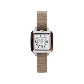 BRISTON Streamliner Kennedy dameshorloge met witte wijzerplaat en taupe nylon band