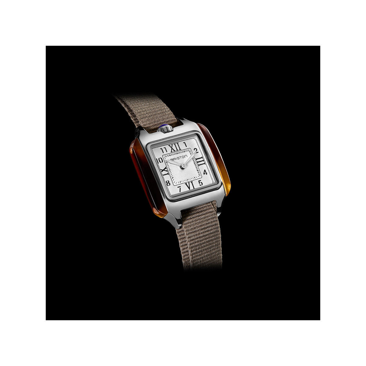Montre BRISTON Streamliner Kennedy femme cadran blanc bracelet nylon taupe - vue 2