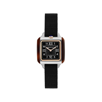 BRISTON Streamliner Kennedy dameshorloge zwarte wijzerplaat zwarte nylon band