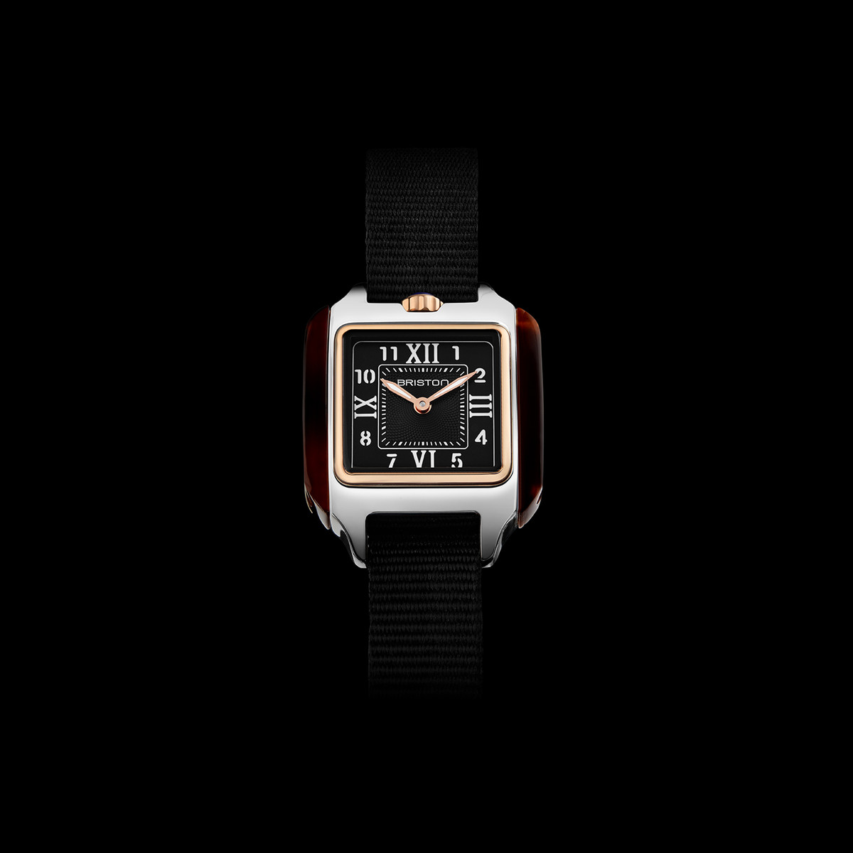 Montre BRISTON Streamliner Kennedy femme cadran noir bracelet nylon noir - vue D1