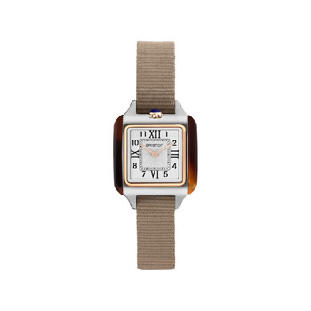 BRISTON Streamliner Kennedy dameshorloge met witte wijzerplaat en taupe nylon band