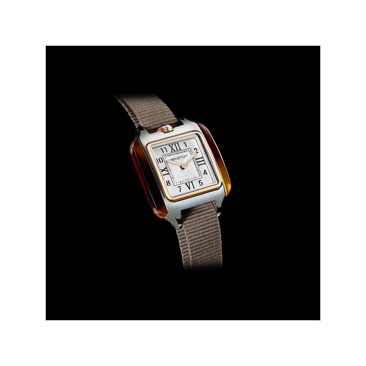 Montre BRISTON Streamliner Kennedy femme cadran blanc bracelet nylon taupe - vue 2