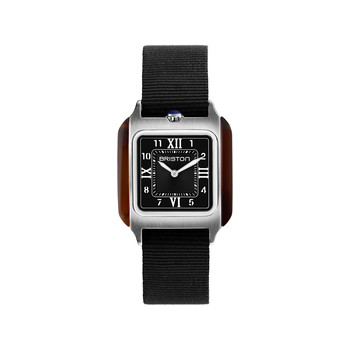 BRISTON Streamliner Kennedy dameshorloge zwarte wijzerplaat zwarte nylon band
