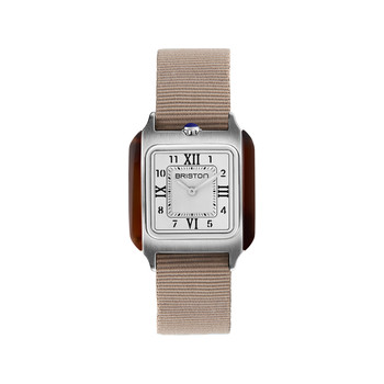 BRISTON Streamliner Kennedy dameshorloge met witte wijzerplaat en taupe nylon band