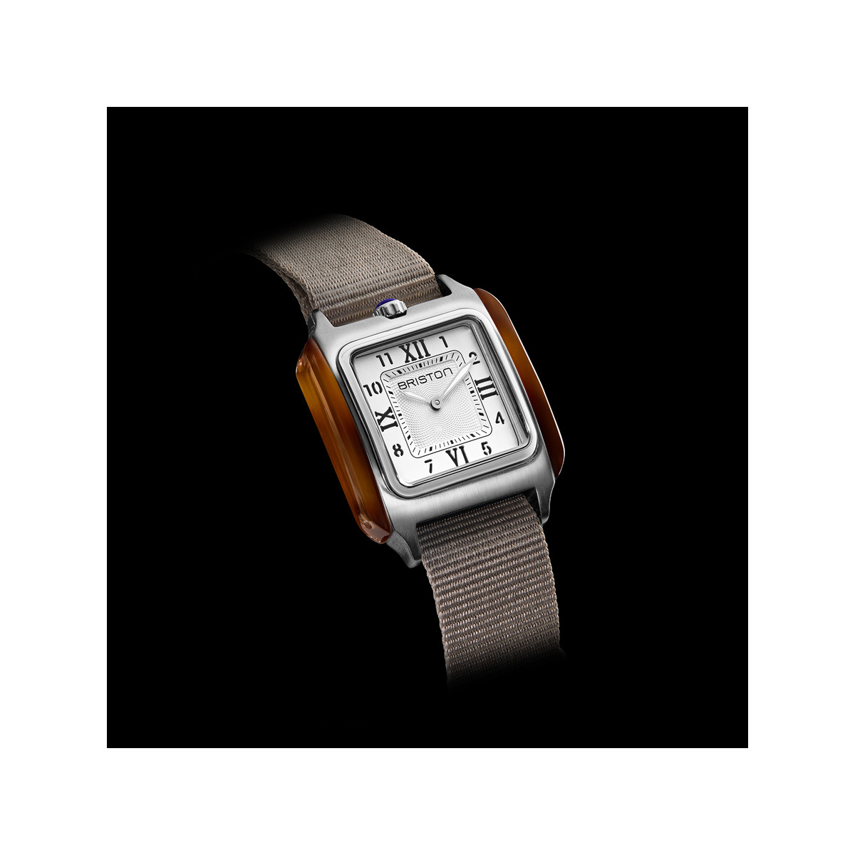 Montre BRISTON Streamliner Kennedy femme cadran blanc bracelet nylon taupe - vue 2