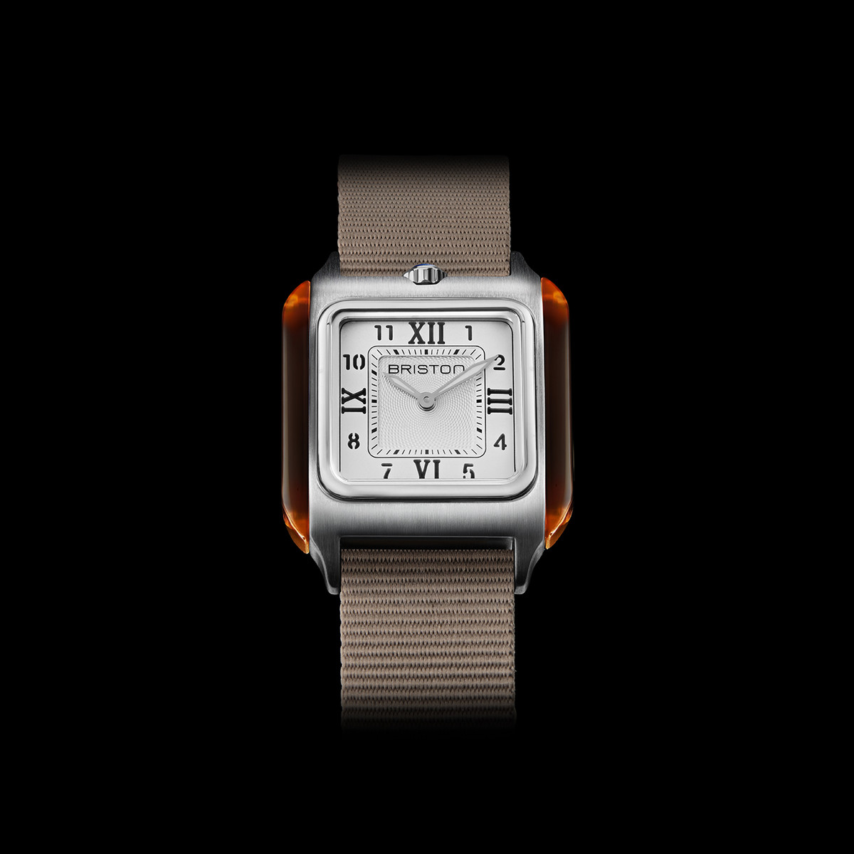 Montre BRISTON Streamliner Kennedy femme cadran blanc bracelet nylon taupe - vue D1