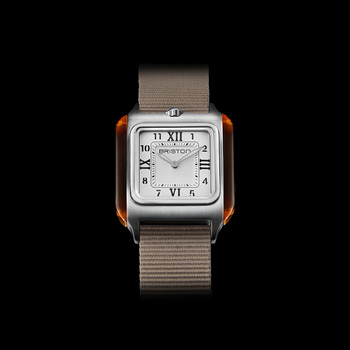BRISTON Streamliner Kennedy dameshorloge met witte wijzerplaat en taupe nylon band