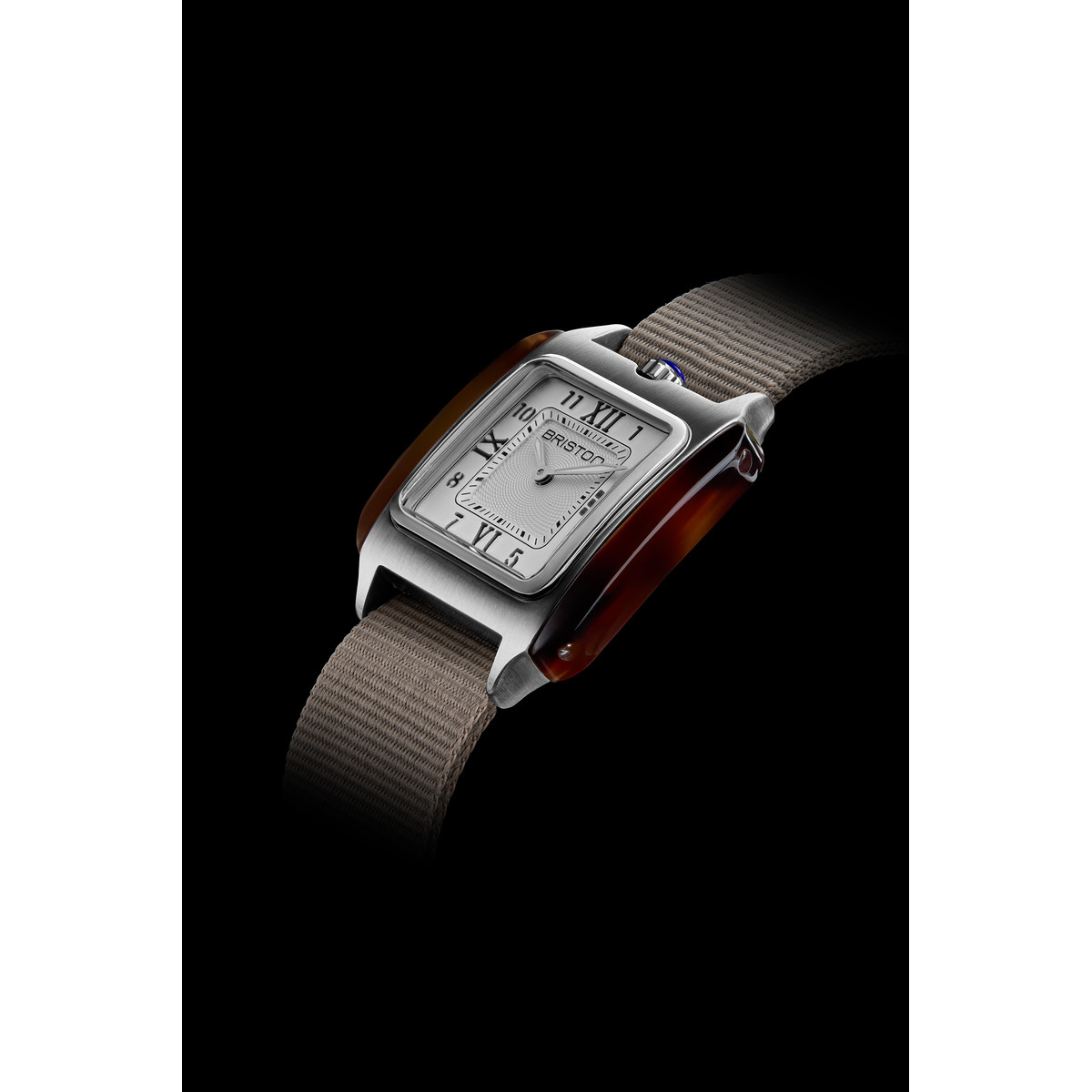 Montre BRISTON Streamliner Kennedy femme cadran blanc bracelet nylon taupe - vue D2