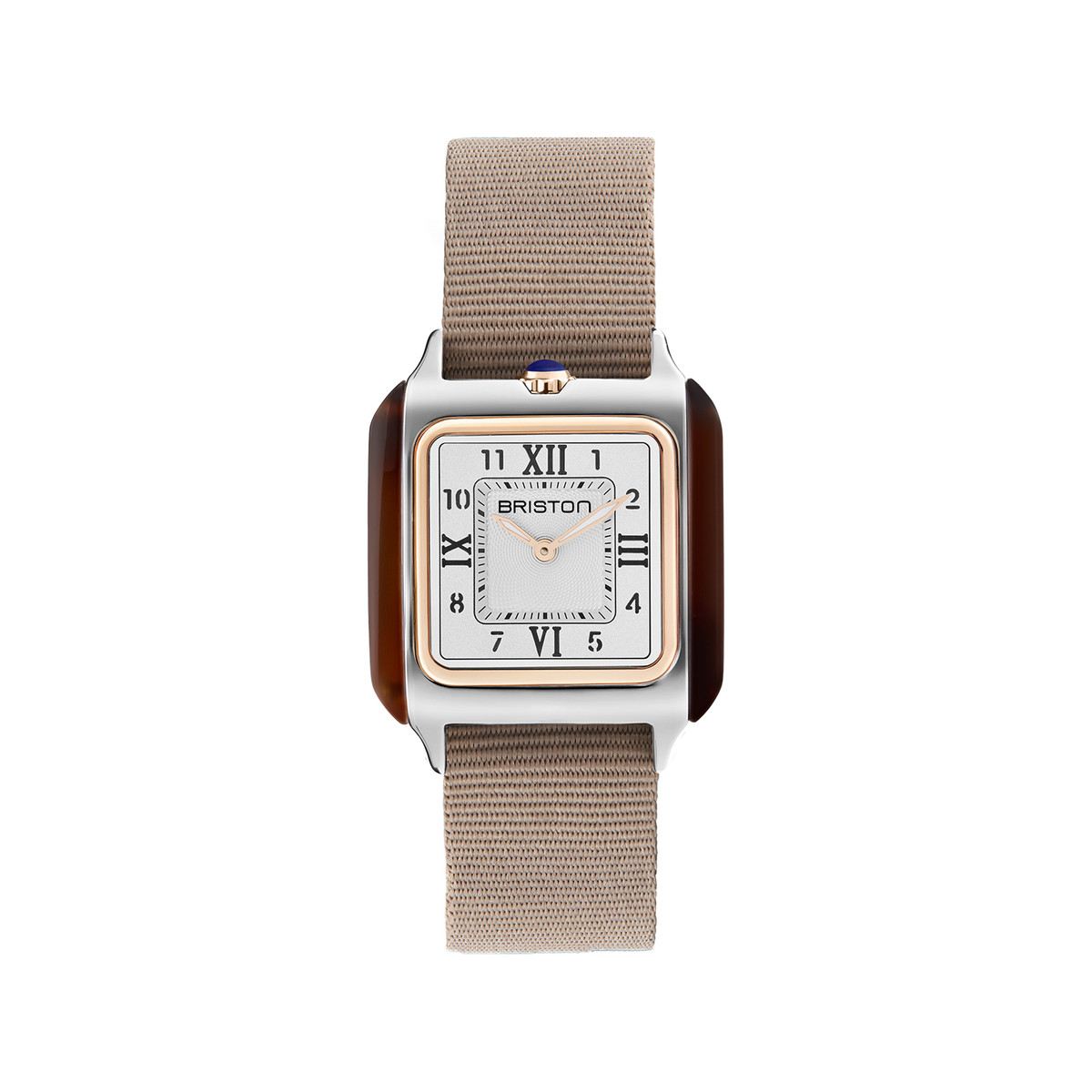 Montre BRISTON Streamliner Kennedy femme cadran blanc bracelet nylon taupe