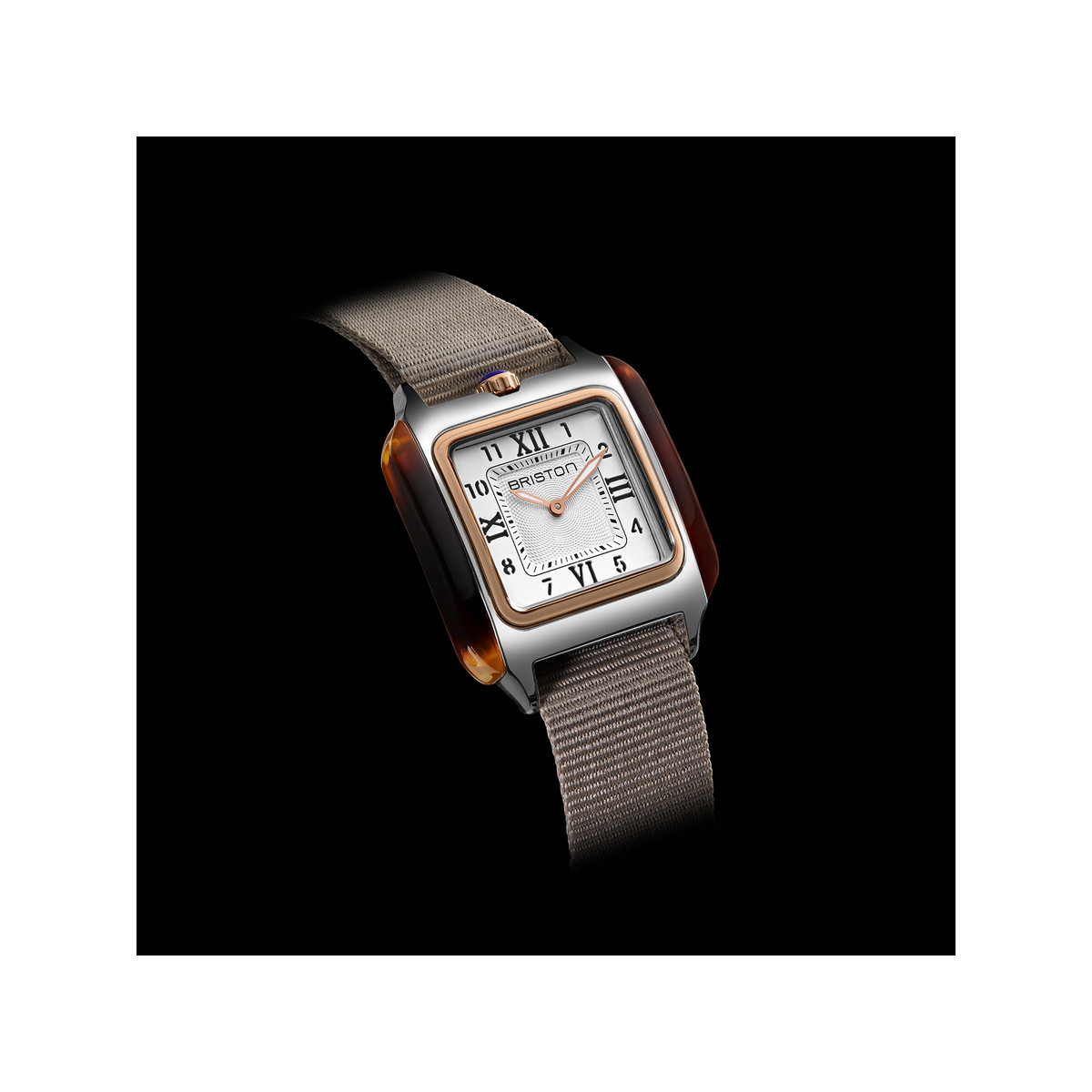 Montre BRISTON Streamliner Kennedy femme cadran blanc bracelet nylon taupe - vue 2