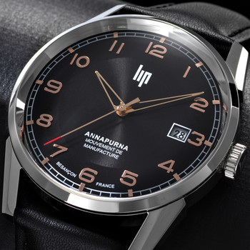 Montre LIP MANUFACTURE annapurna mixte automatique, bracelet cuir noir